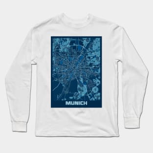 Munich - Germary Peace City Map Long Sleeve T-Shirt